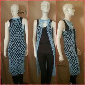 Blue Crochet Swim Cover-Up